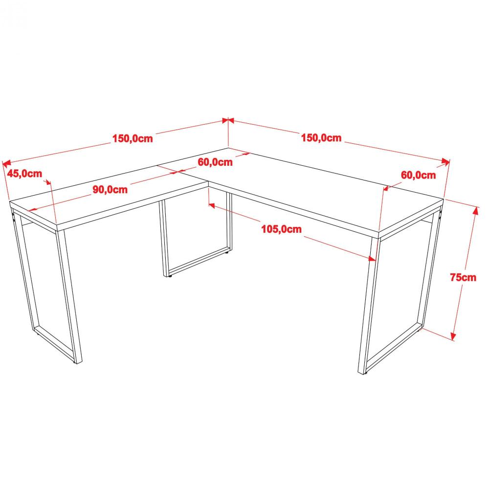 Encontraproduto.com.br - Mesa Para Escritório Estilo Em L 150x150cm Preto Onix