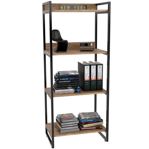 Encontraproduto.com.br - Mesa Cavalete 135 Cm E Estante 4 Prateleiras Form Carvalho