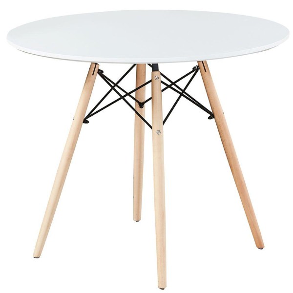 Encontraproduto.com.br - Mesa De Jantar Redonda Eiffel Charles Eames F03 100 Cm Branco - Lyam Decor