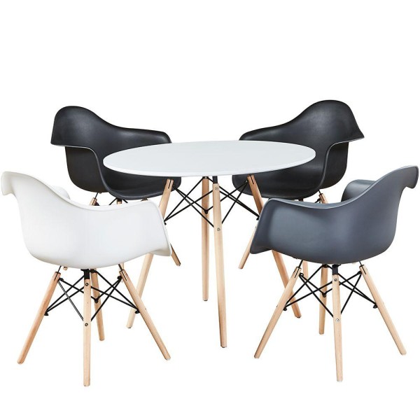 Encontraproduto.com.br - Mesa De Jantar Redonda Eiffel Charles Eames F03 100 Cm Branco - Lyam Decor