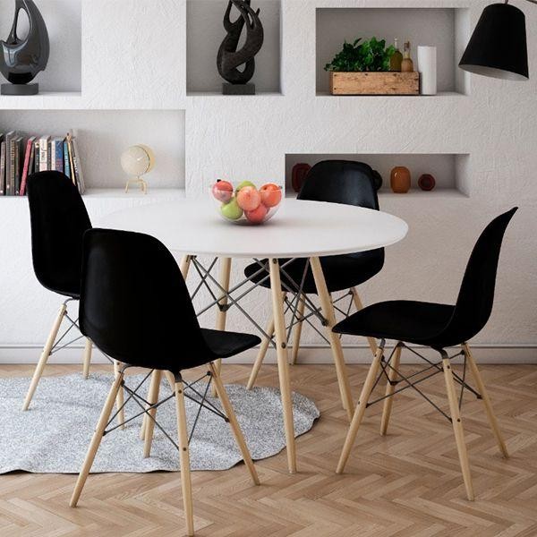 Encontraproduto.com.br - Mesa De Jantar Redonda Eiffel Charles Eames F03 100 Cm Branco - Lyam Decor