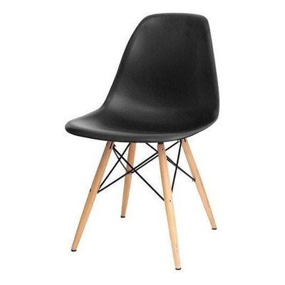 Cadeira Decorativa Eiffel Charles Eames F03 Preto com Pés de Madeira - Lyam Decor