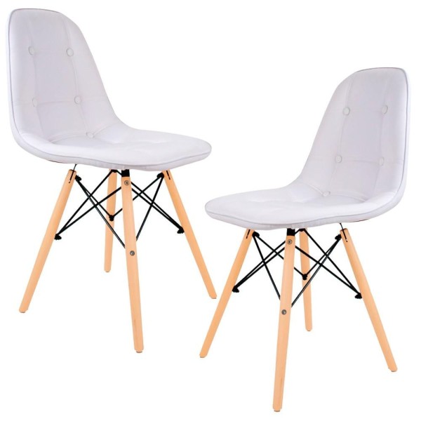 Encontraproduto.com.br - Kit 02 Cadeiras Decorativas Eiffel Charles Eames DSW Botonê E01 Branco - Lyam Decor