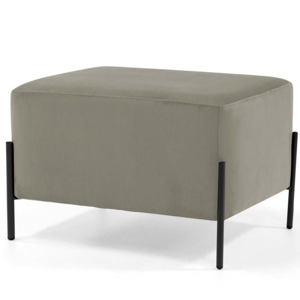 Encontraproduto.com.br - Kit 02 Puff Retangular Decorativo Status 60x45 D02 Pés de Aço Veludo Bege C-309 - Lyam Decor