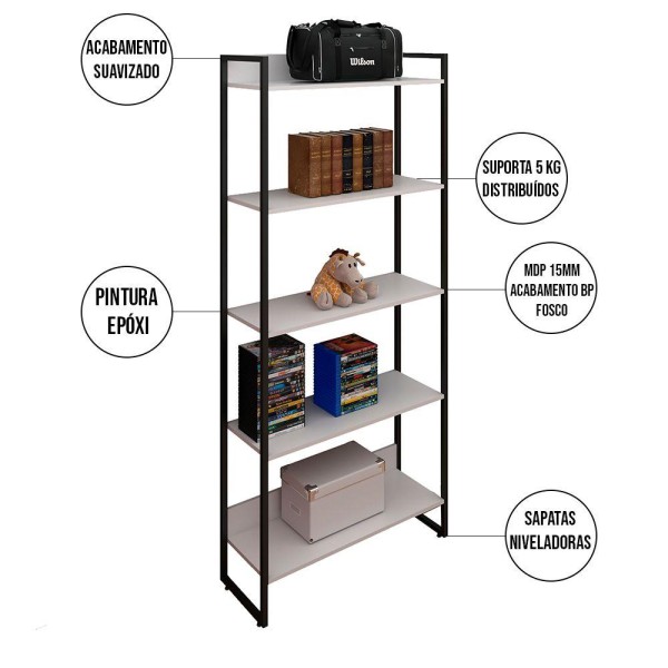 Encontraproduto.com.br - Kit Mesa Para Escritório Em L 150cm Com Estante Branco