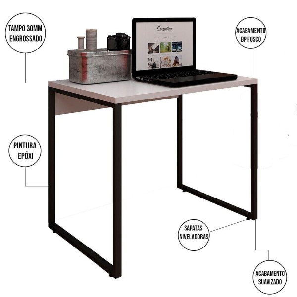 Encontraproduto.com.br - Kit Estante Com Mesa 90 Cm E Gaveteiro Branco