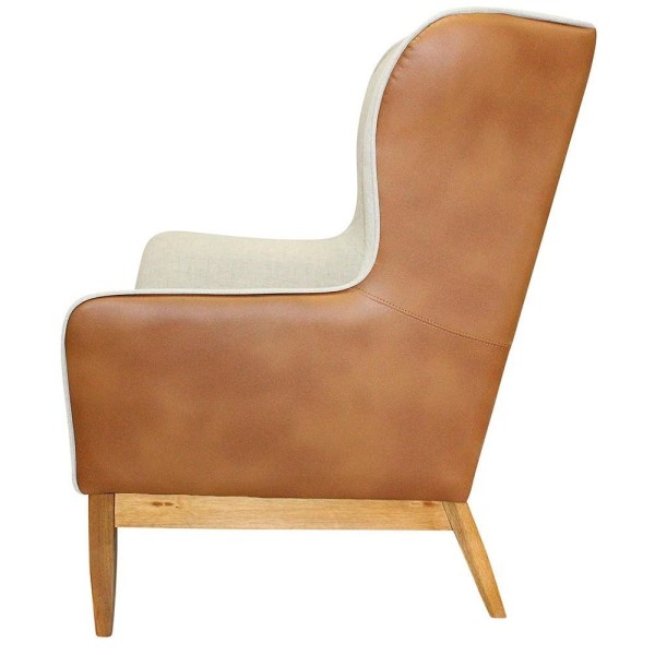 Encontraproduto.com.br - Poltrona Fixa D02 Linho Bege A-184 Corano Marrom