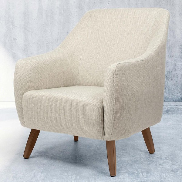Encontraproduto.com.br - Poltrona Decorativa Fixa com Pés em Madeira Paloma D02 Linho Bege C-466 - Lyam Decor