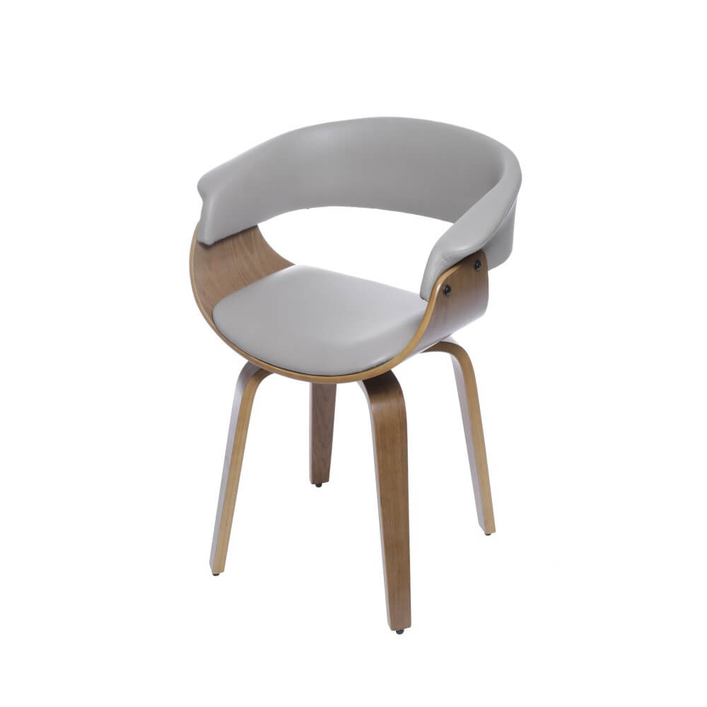 Cadeira Giratoria Com Braço Betina Elba Pu Fendi Base Madeira