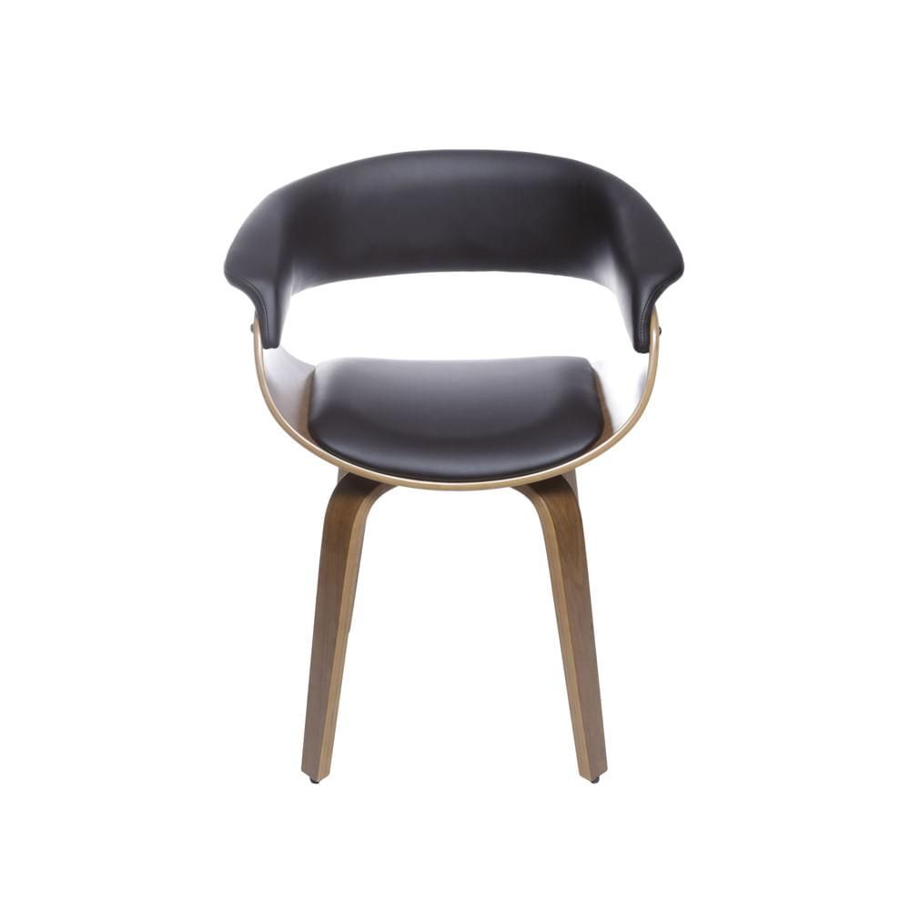 Encontraproduto.com.br - Cadeira Giratoria Com Braço Betina Elba Pu Café Base Madeira