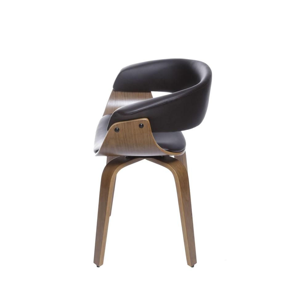 Encontraproduto.com.br - Cadeira Giratoria Com Braço Betina Elba Pu Café Base Madeira