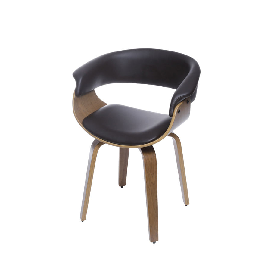 Encontraproduto.com.br - Cadeira Giratoria Com Braço Betina Elba Pu Café Base Madeira