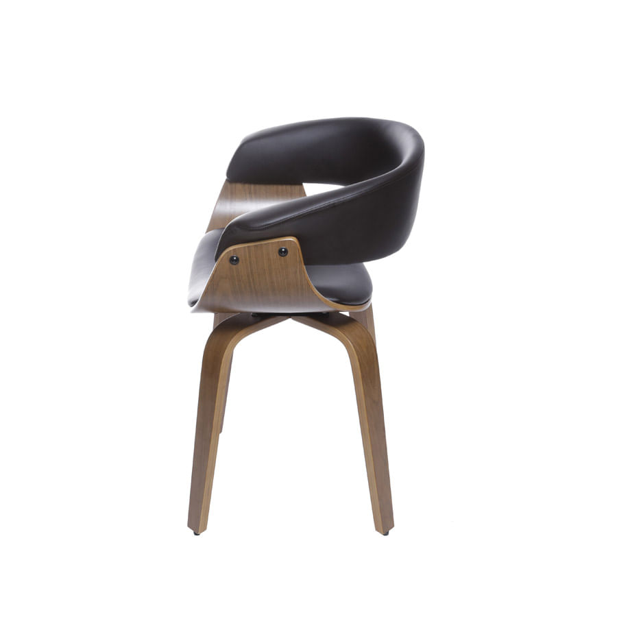 Encontraproduto.com.br - Cadeira Giratoria Com Braço Betina Elba Pu Café Base Madeira