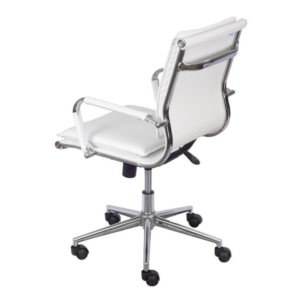 Encontraproduto.com.br - Conjunto com 4 Cadeiras Office Soft Baixa Branca com Base Cromada Rodízio