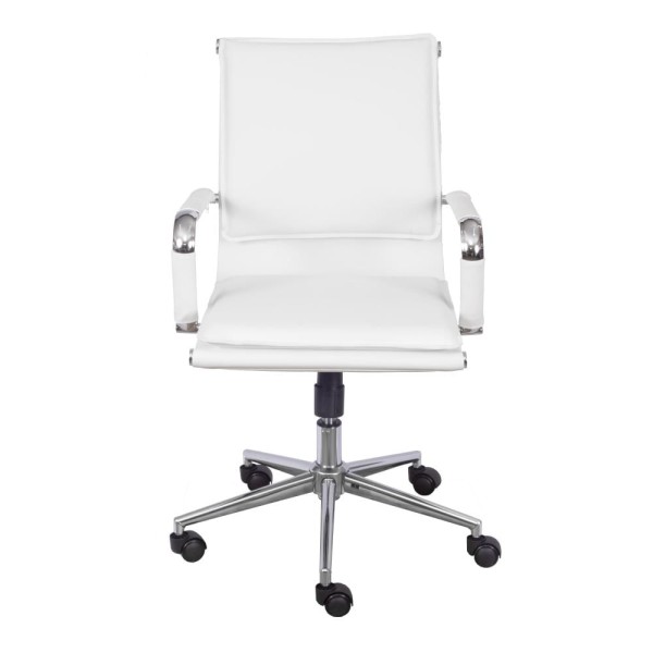 Encontraproduto.com.br - Conjunto com 4 Cadeiras Office Soft Baixa Branca com Base Cromada Rodízio