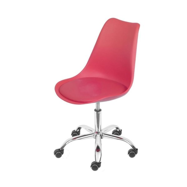 Encontraproduto.com.br - Cadeira Giratória Eames Saarinen Joly Polipropileno Assento Em Pu Vermelho Base Rodízio Cromada