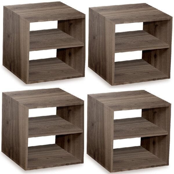 Encontraproduto.com.br - Conjunto 4 Nichos Cubo com 1 Prateleira Montana Kit Cubos Baby Espresso Móveis Ameixa
