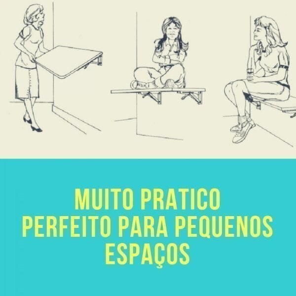 Encontraproduto.com.br - Conjunto 3 Nichos e 1 Mesa Dobrável de Parede Vidame Kitcubos Bramov Móveis Branco