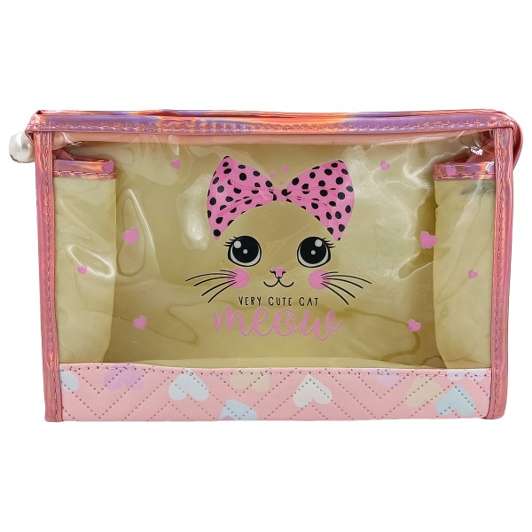 Encontraproduto.com.br - Nécessaire Gatinho 21,5x14,5cm em Poliéster Rubys