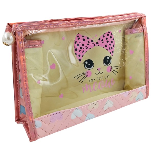 Encontraproduto.com.br - Nécessaire Gatinho 21,5x14,5cm em Poliéster Rubys