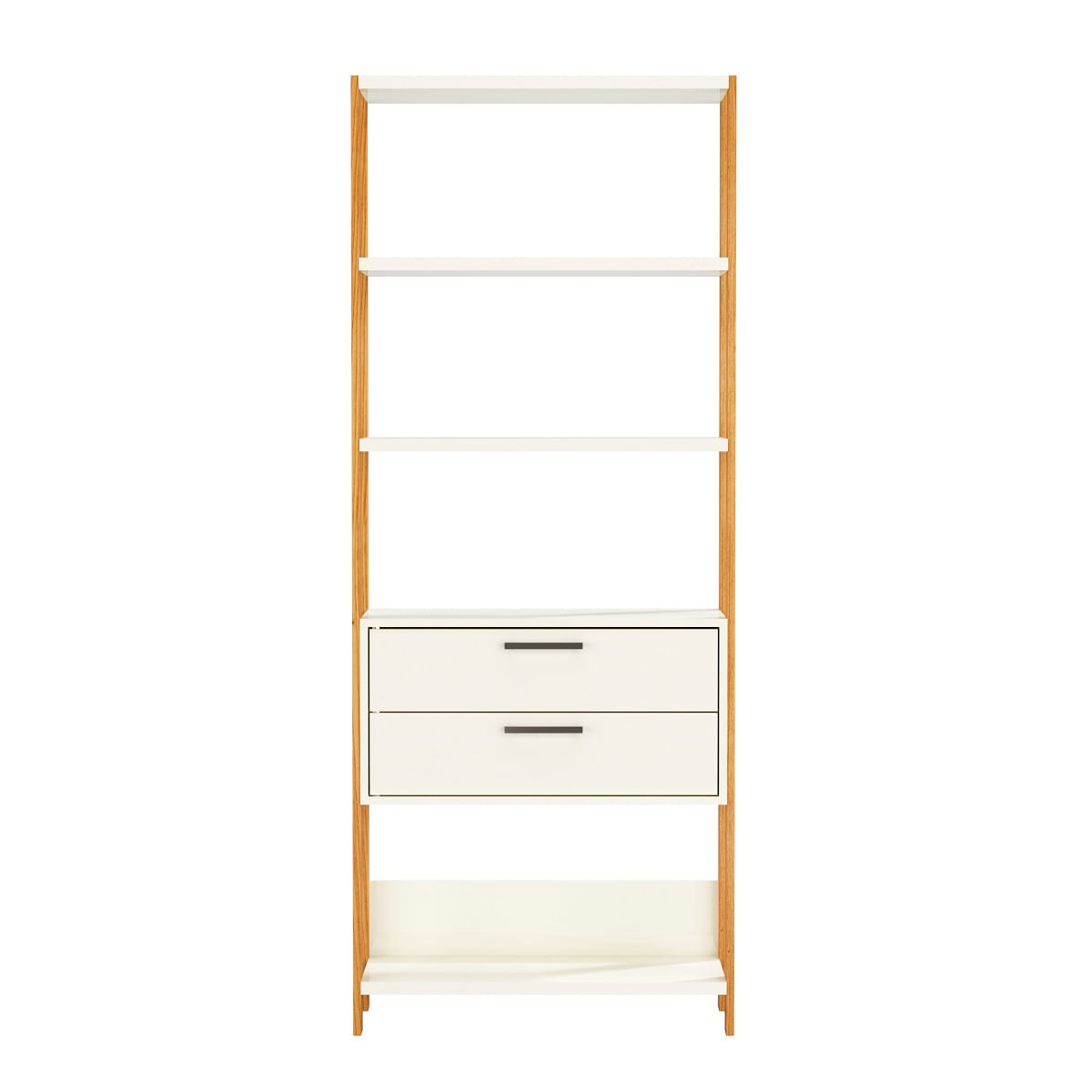 Estante Torre Gaveteiro 73cm Freijó e Off White Pradel