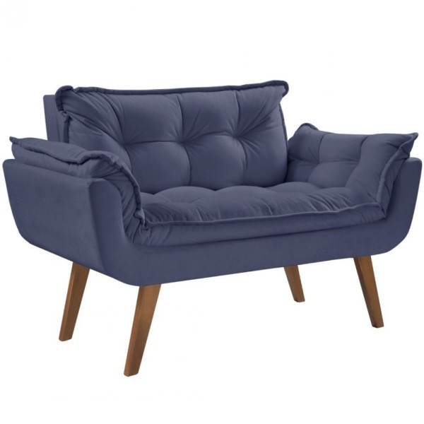 Poltrona Namoradeira Orion 02 Lugares Base Palito Azul Bic