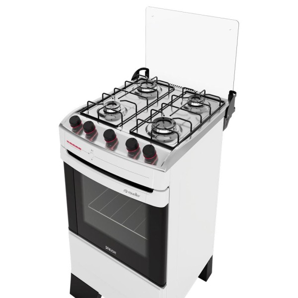 Encontraproduto.com.br - Fogão Mueller 4 Bocas Piacere Branco com queimador família e grade de aço esmaltado