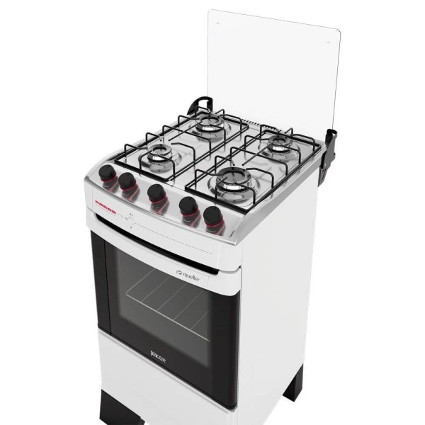 Encontraproduto.com.br - Fogão Mueller 4 Bocas Piacere Branco com queimador família e grade de aço esmaltado