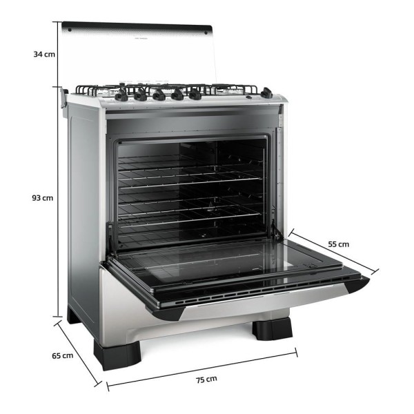 Encontraproduto.com.br - Fogão Mueller 5 bocas Decorato Inox com Tripla Chama