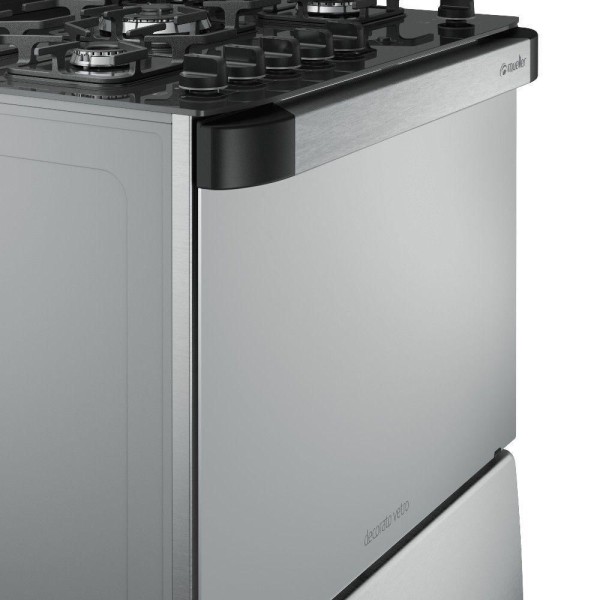 Encontraproduto.com.br - Fogão 5 Bocas Decorato Vetro G3 Mueller Automático Bivolt - Inox