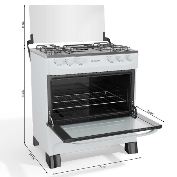 Encontraproduto.com.br - Fogão Mueller 5 bocas Branco Acendimento Manual MFI5BA