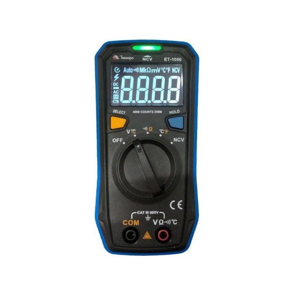 Encontraproduto.com.br - Multímetro digital AC / DC 4-600 V Data Hold CAT III Minipa ET-1050