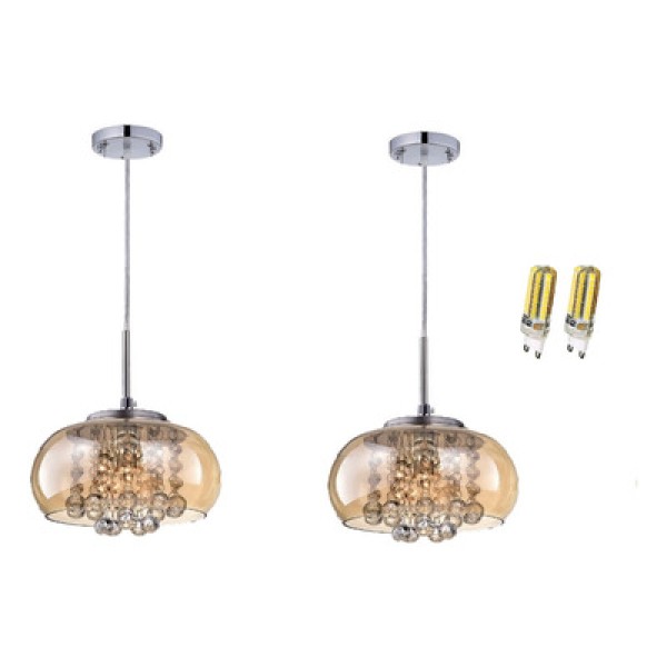 Encontraproduto.com.br - Luminárias Pendentes âmbar 22 Cm Cristal K9 Com Lâmpada Led âmbar 110v-220v