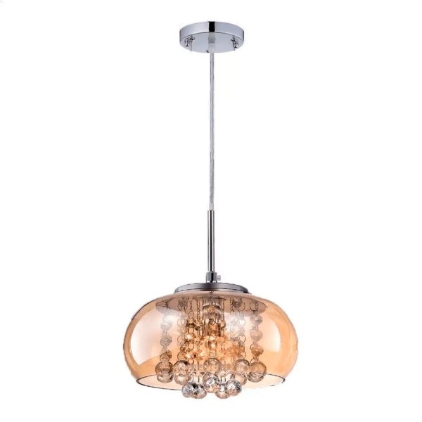Encontraproduto.com.br - Luminárias Pendentes âmbar 22 Cm Cristal K9 Com Lâmpada Led âmbar 110v-220v