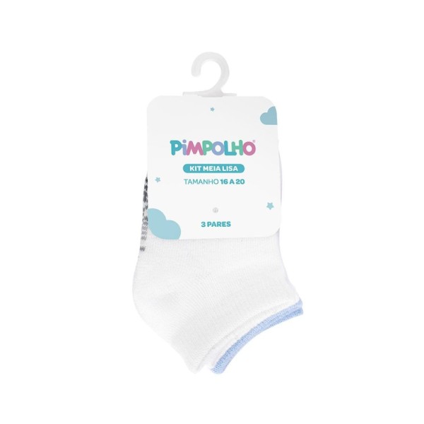 Kit Com 3 Pares De Meia Lisa 16 A 20 Masculino Pimpolho