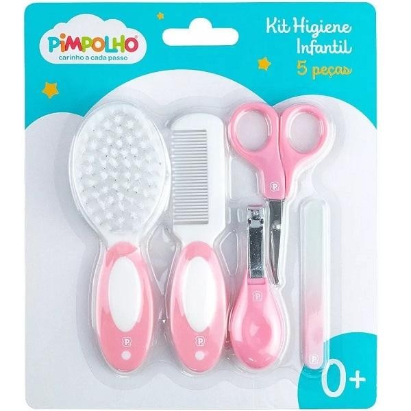 Encontraproduto.com.br - Kit Higiene UNHA Bebe 5 Peças com Pente Escova Cabelo Pimpolho