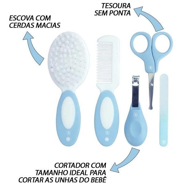Encontraproduto.com.br - Kit Higiene UNHA Bebe 5 Peças com Pente Escova Cabelo Pimpolho