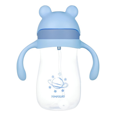 Copo Garrafa De água Planeta Com Canudo Flexível 300ml Bebê Criança Menino Masculino Pimpolho Azul