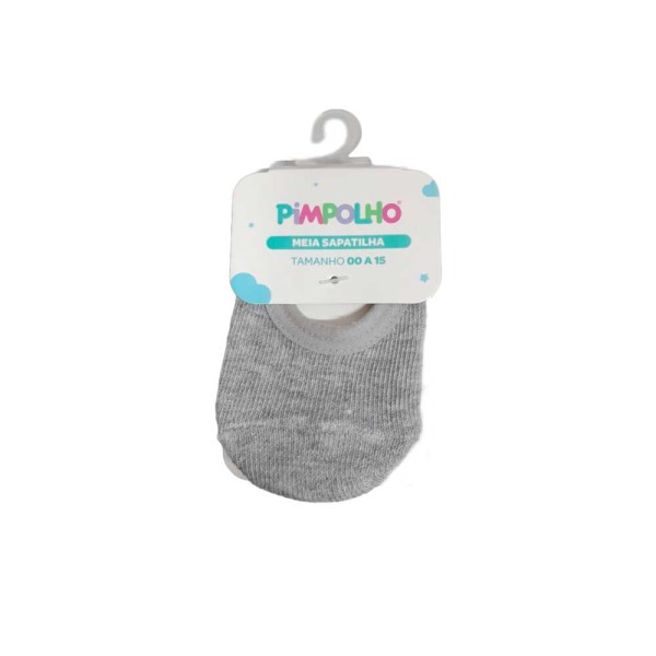 Meia Sapatilha Cinza Lisa De 00 A 15 Masculina Pimpolho
