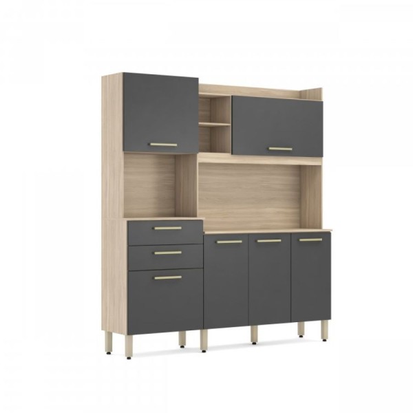 Armário de Cozinha 6 Portas 2 Gavetas Select Avena Grafito