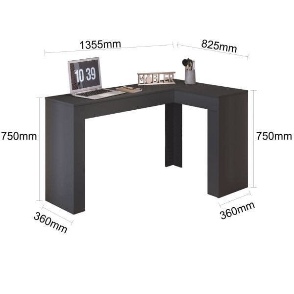 Encontraproduto.com.br - Escrivaninha Penteadeira em L Porta Objetos 135cm Jade Belaflex Preto