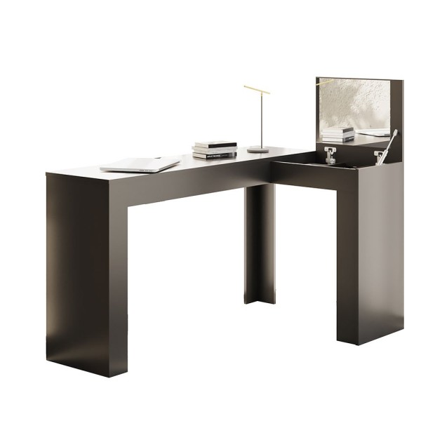 Encontraproduto.com.br - Escrivaninha Penteadeira em L Porta Objetos 135cm Jade Belaflex Preto