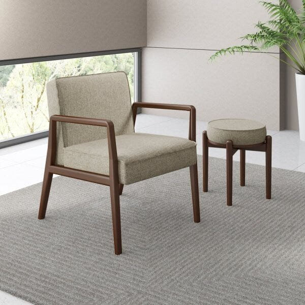 Poltrona Decorativa 60x82x79cm Madeira Maciça Maite Volttoni Castanho/Bege