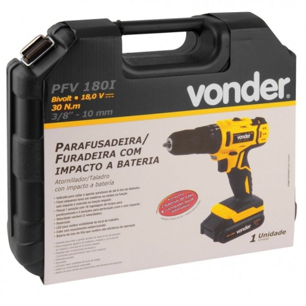 Encontraproduto.com.br - Kit Ferramentas Espresso Móveis Com Parafusadeira/furadeira Com Impacto 18v Bivolt E Broca De Aço Rápido 55mm 393798 Amarelo