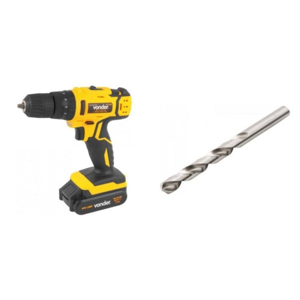 Encontraproduto.com.br - Kit Ferramentas Espresso Móveis Com Parafusadeira/furadeira Com Impacto 18v Bivolt E Broca De Aço Rápido 55mm 393798 Amarelo