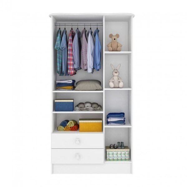 Encontraproduto.com.br - Quarto de bebê com Guarda-Roupa e Cômoda de Bebê Arco-Íris Branco