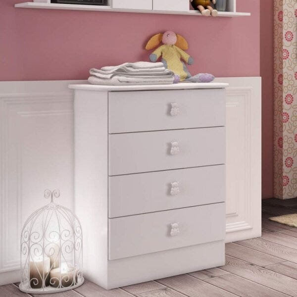 Encontraproduto.com.br - Quarto de bebê com Guarda-Roupa e Cômoda de Bebê Arco-Íris Branco
