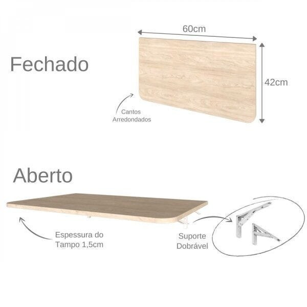 Encontraproduto.com.br - Mesa Infantil Dobrável 60cm com Canto Arredondado Bramov Móveis Geneve