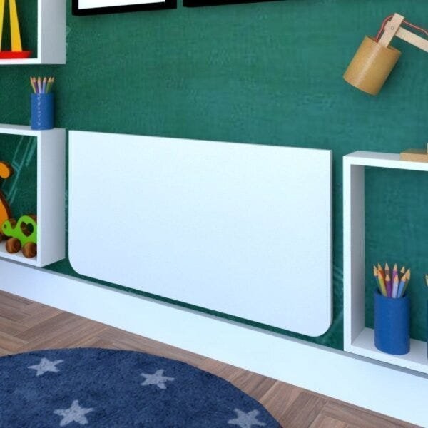 Encontraproduto.com.br - Mesa Infantil Dobrável 80cm com Canto Arredondado Bramov Móveis Branco