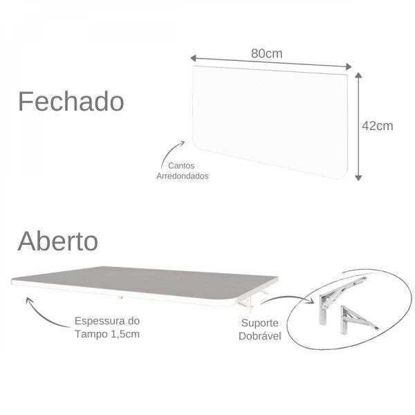 Encontraproduto.com.br - Mesa Infantil Dobrável 80cm com Canto Arredondado Bramov Móveis Branco